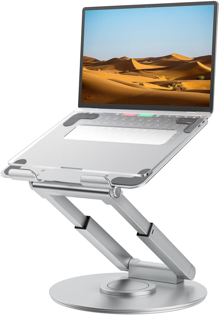 Laptop Ständer Höhenverstellbar mit 360° Drehbarer Basis, Ergonomisch Laptopständer, Laptop Erhoehun