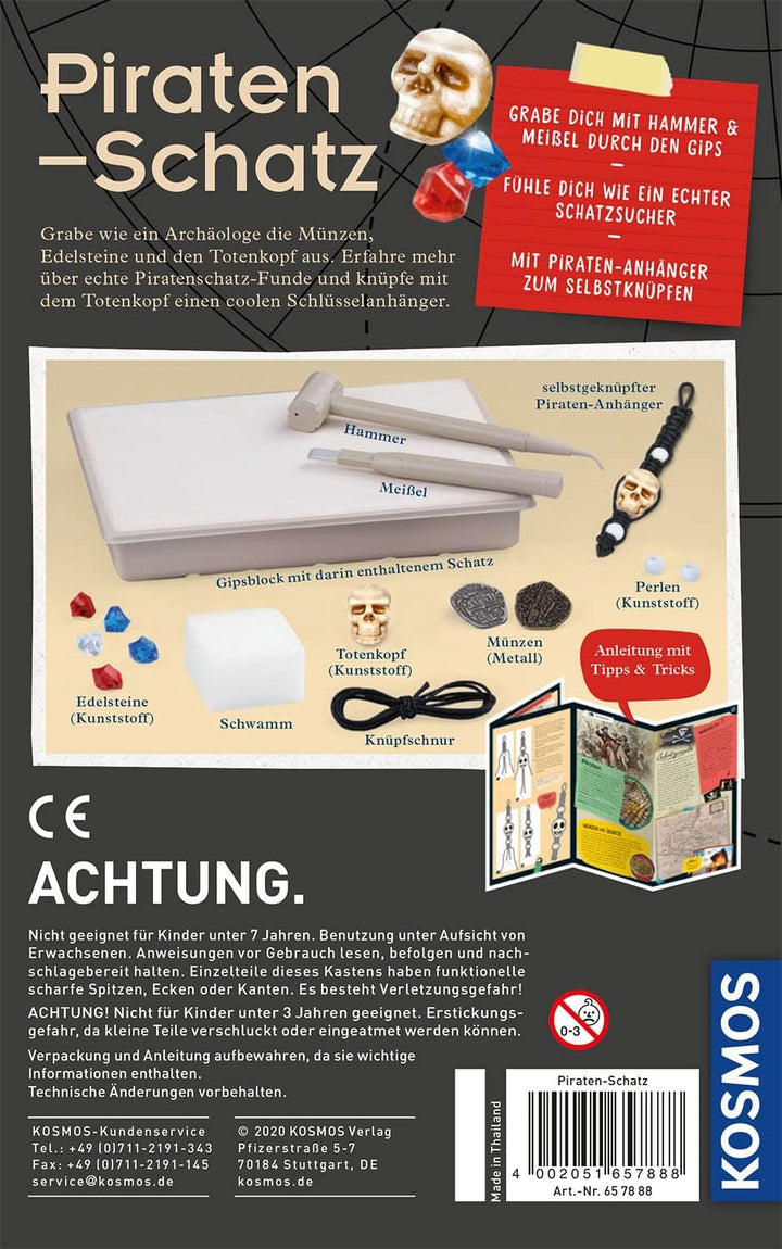 KOSMOS 657888 Piraten-Schatz Experimentierset, Ausgrabungs-Set für Kinder ab 7 Jahren, Schatzsucher,