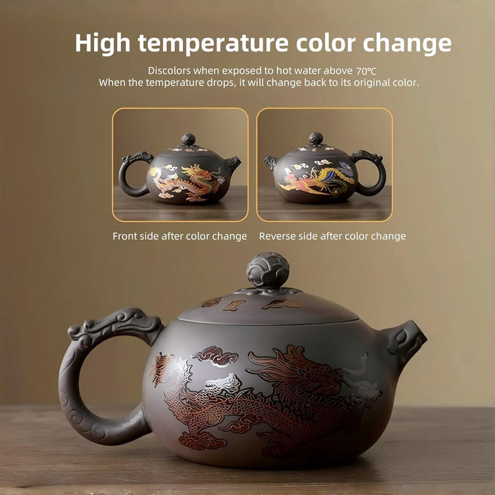 Yixing Zisha Teekanne Set 450ML, Chinesische Farbwechselnde Teekannen Ton mit Geschenkbox, Gross Kun