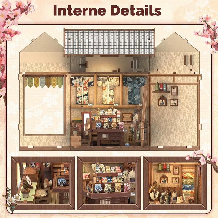 Fsolis Book Nook Kit - Japanisches Miniatur-Puppenhaus, 3D-Holz-Bastelset für Erwachsene, Bücherrega