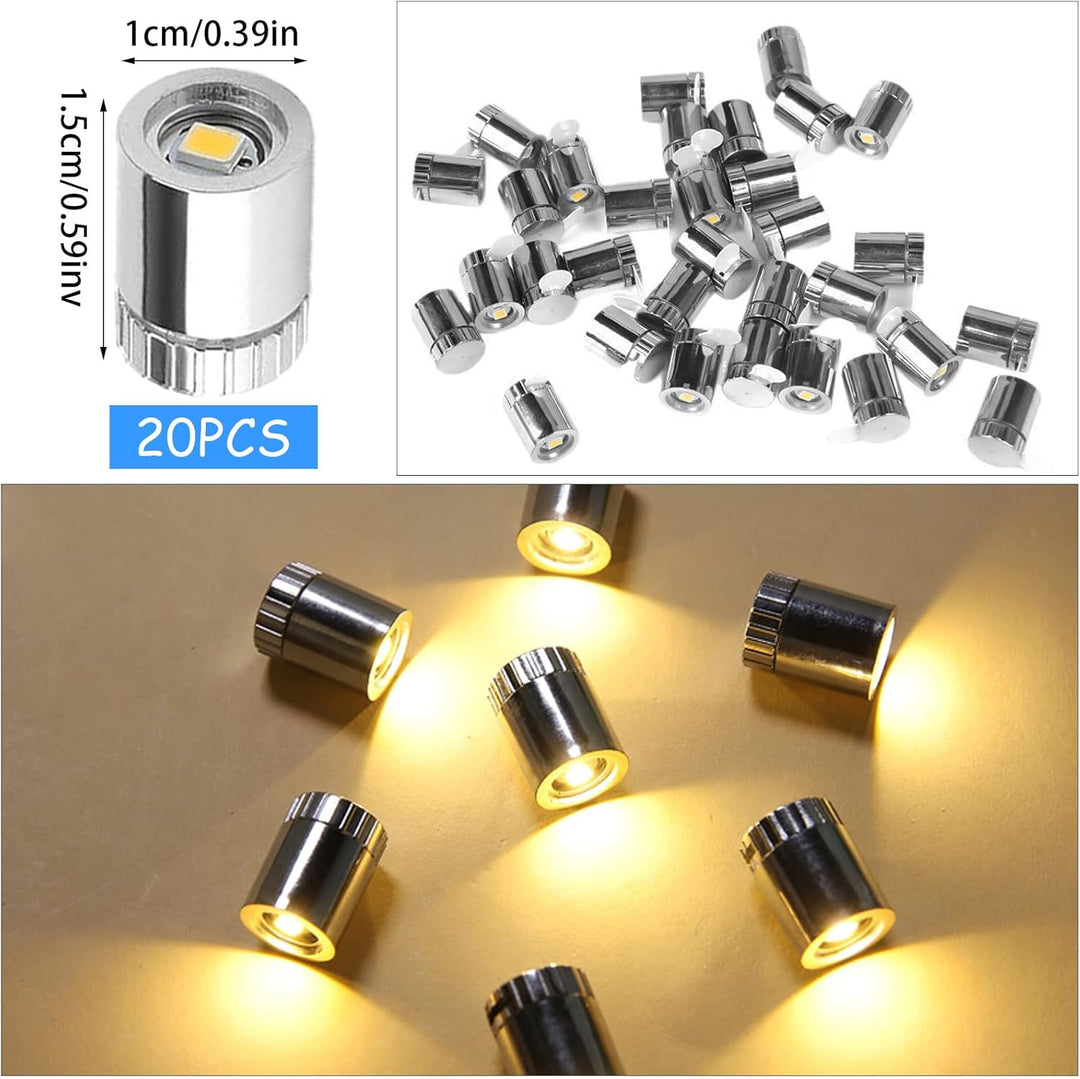 Mini LED Licht, 20 Stück Micro LED Licht, Puppenhaus Beleuchtung mit 20 Kleber, Kleine Lichter mit B