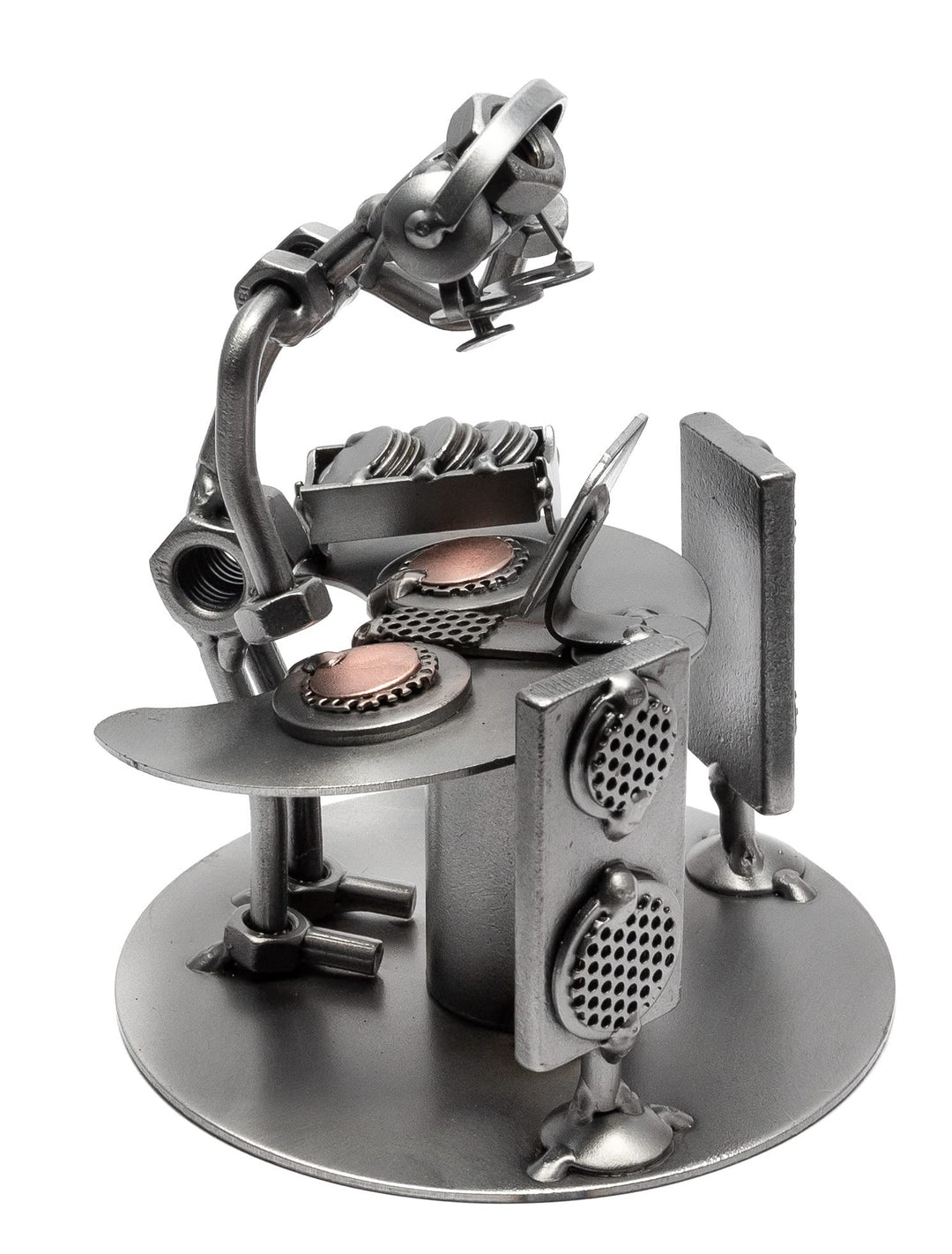 STEEMO Schraubenmännchen DJ Diskjockey Turntable Geschenk Metall-Deko 12x12x16 cm