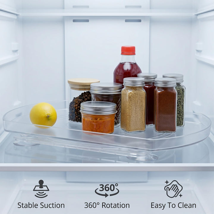 QWORK® Drehteller Kühlschrank 43.5 x 29.4 x 4.2 cm, 360° Drehbarer Rechteckiger Organizer für Kühlsc