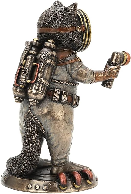 Veronese Design Skulptur Waschbär Frogman Cadet Steampunk Kunstharz handbemalt Tier Sammlerfiguren M