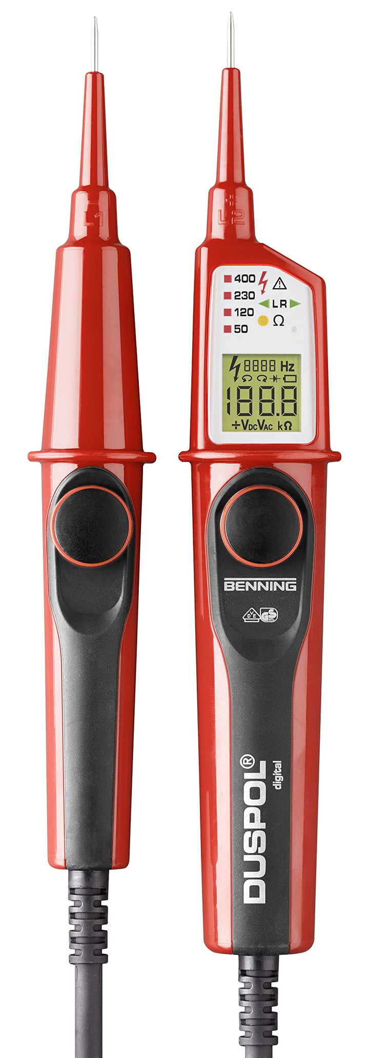 BENNING DUSPOL digital Digitaler True RMS Spannungsprüfer (Prüfart 2-polig, Spannungsmessbereich 1 V