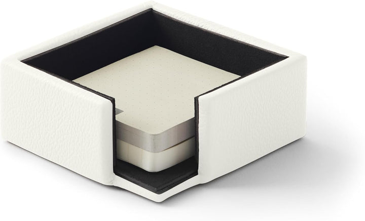 Eglooh - Atena - Notizzettel Box Echtes Leder Weiss - Zettelbox, Notizklotz, Zettelkasten für Schrei