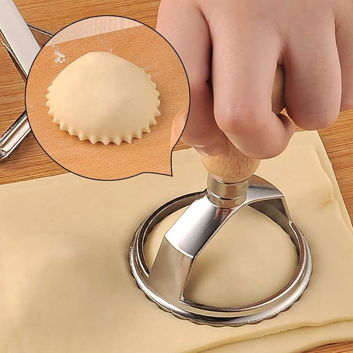 Ravioli Ausstecher Former Set, Teigtaschenrad Former + Geriffelter Kante Dumpling Maker Pasta Nudel