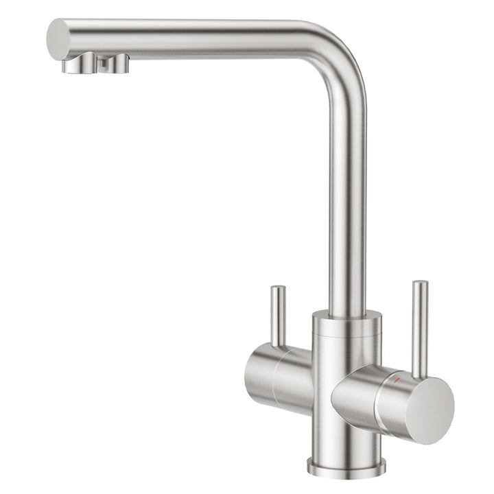 CREA 3 Wege Wasserhahn Küche, 360° Drehbar Küchenarmatur, 3 in 1 Mischbatterie für Wasserfilter, Tri