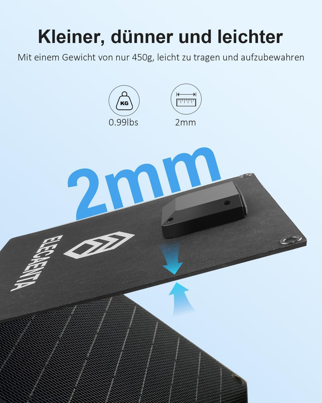 ELECAENTA 15W Faltbar Solar Ladegerät 2-Port USB (USB-A/USB-C) Ultraleichtes IP68 Wasserdichtes Trag