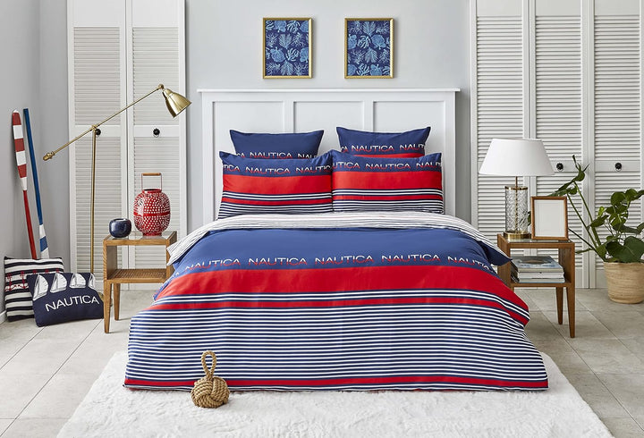Nautica Home Drifting BETTWÄSCHE Set Satin 100% Baumwolle 155X220 + 80X80, 155x220