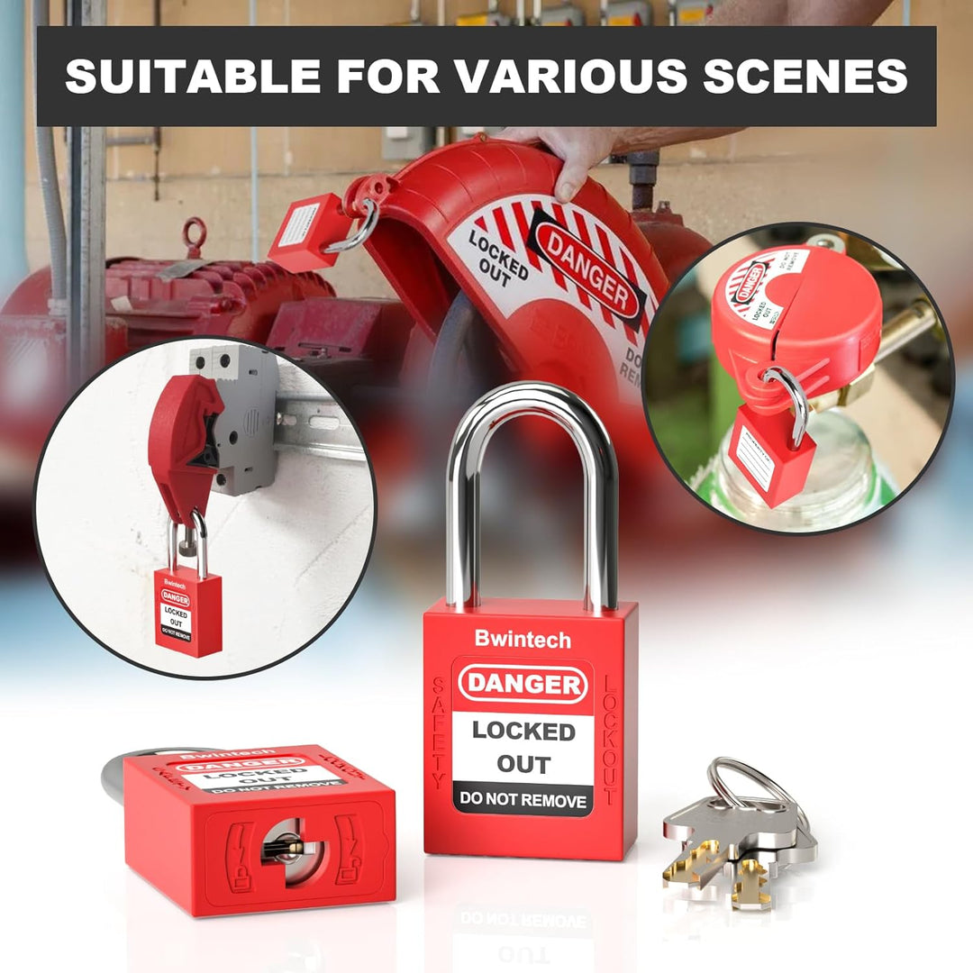 10 Stück 38MM gleichschliessendes rotes Sicherheitsvorhängeschloss Lockout Tagout Lock für Lock Out