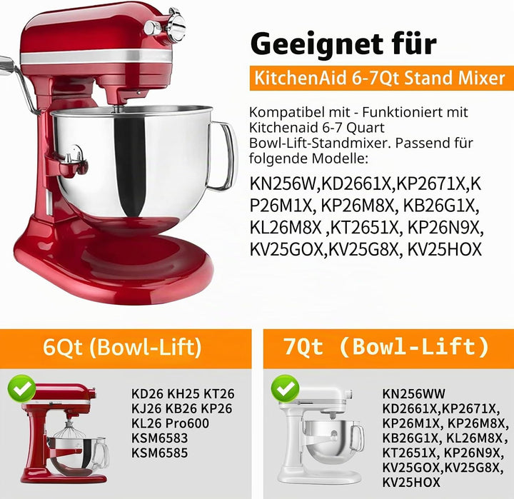 Edelstahl Spiral Teighaken Ersatz für Kitchen Aid 6 Quart Bowl Lift Standmixer