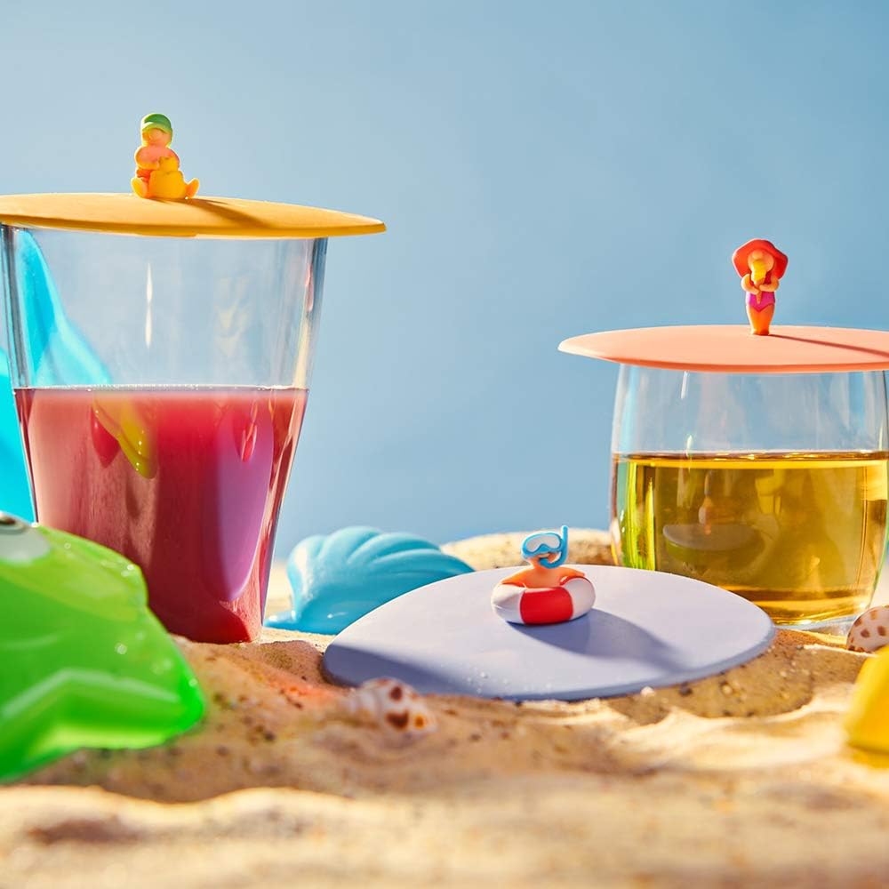 Lurch 210301 Mein Deckel Beach Kids 3er Set (Emma Eis, Simon Sandburg, Roland Ring), Glasabdeckung a