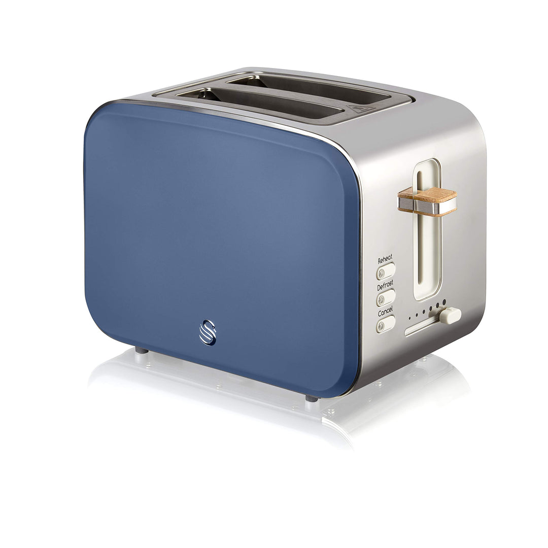 Swan Nordic Breitschlitz-Toaster für 2 Scheiben, 3 Funktionen, 6 Bräunungsstufen, modernes Design, E
