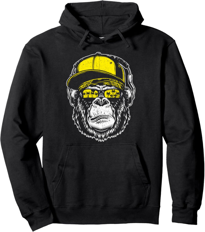 Monkey DJ mit Kopfhörer & Sonnenbrille Geschenk Pullover Hoodie