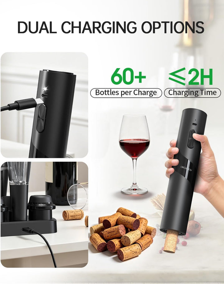 CIRCLE JOY Elektrischer Korkenzieher Wiederaufladbare 7-in-1 Weinöffner Geschenkset mit Elektrischem
