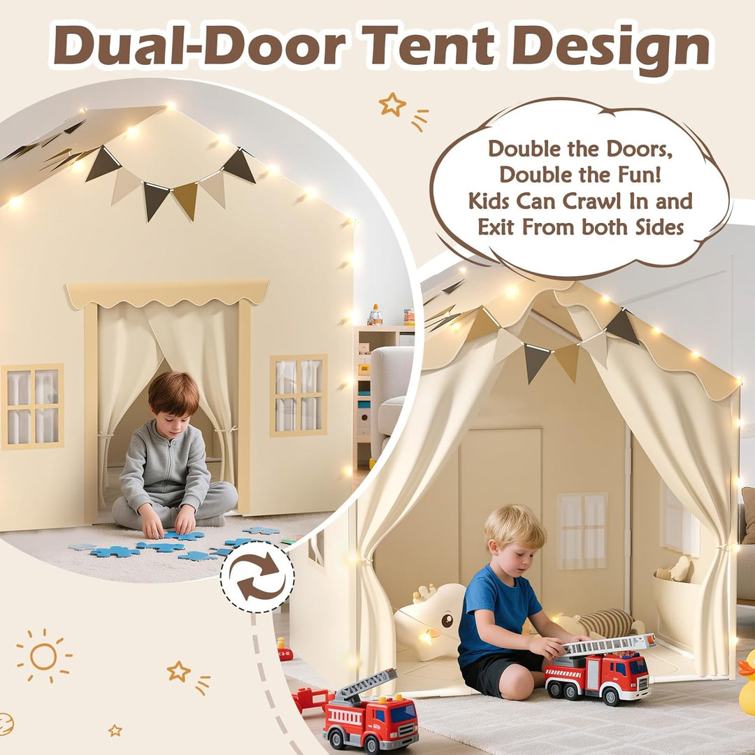 EagleStone 2-in-1 Kinderzelt mit Sternenlicht & gepolsterter Matte, Spielzelt und Bettzelt für Kinde