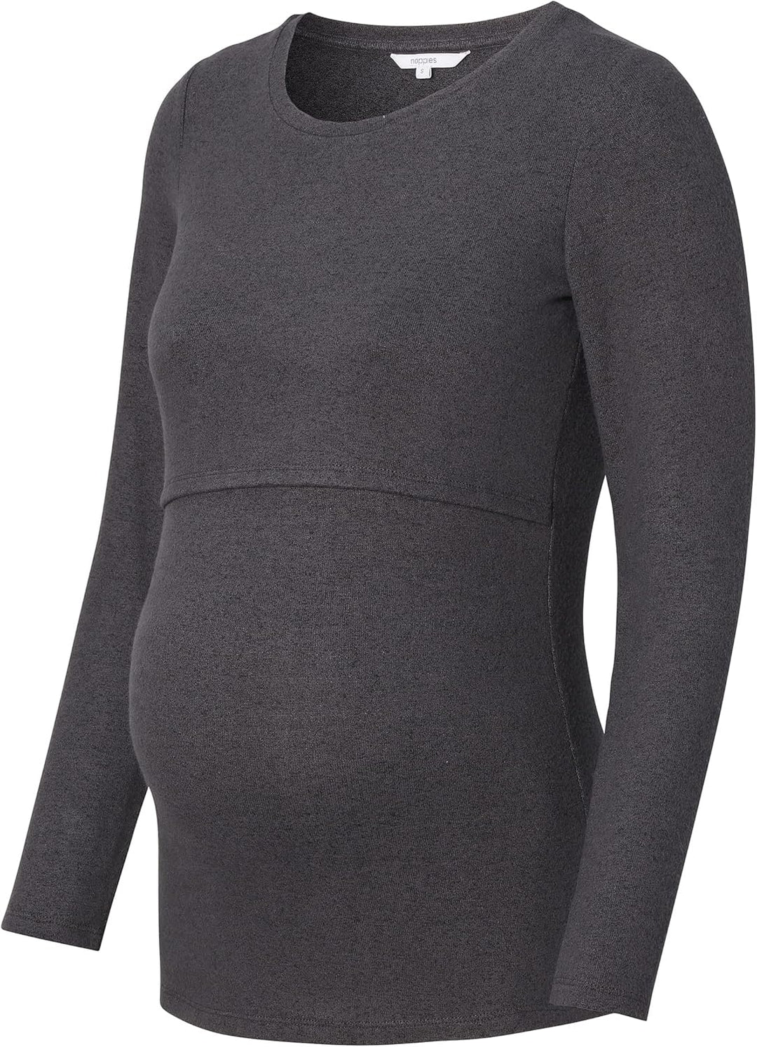 Noppies Damen Top Plano Nursing Long Sleeve T-Shirt, Grey Melange - P806
