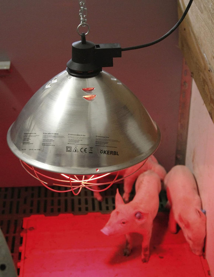 KERBL Infrarot-Wärmestrahler mit Schutzkorb | inklusive 5m Kabel Befestigungskette | Aufzucht Küken