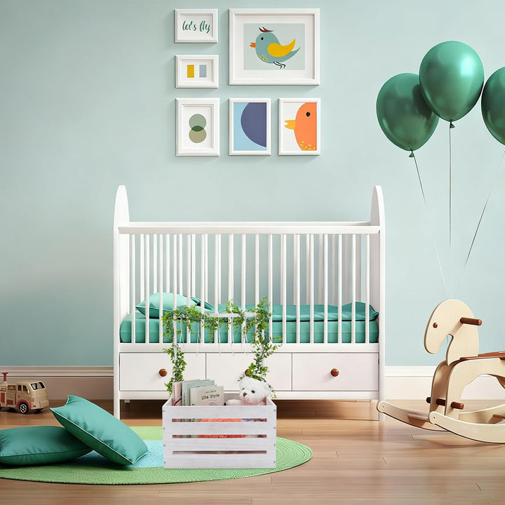 UNICRAFTALE Weisse Holz Baby Shower Kiste Baby Aufbewahrungsschrank Mit 6 Haken Kiste Wäschekorb Par