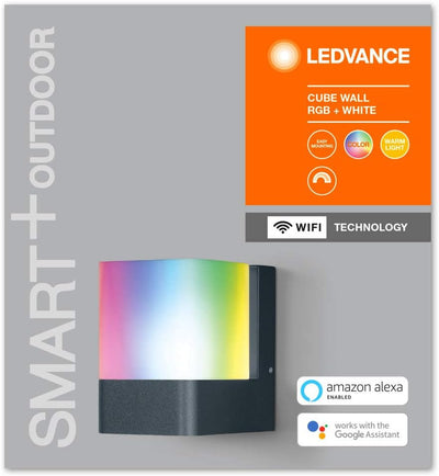 Ledvance Smarte LED Aussenleuchte für die Wand mit WiFi Technologie für Aussen, RGB-Farben änderbar,