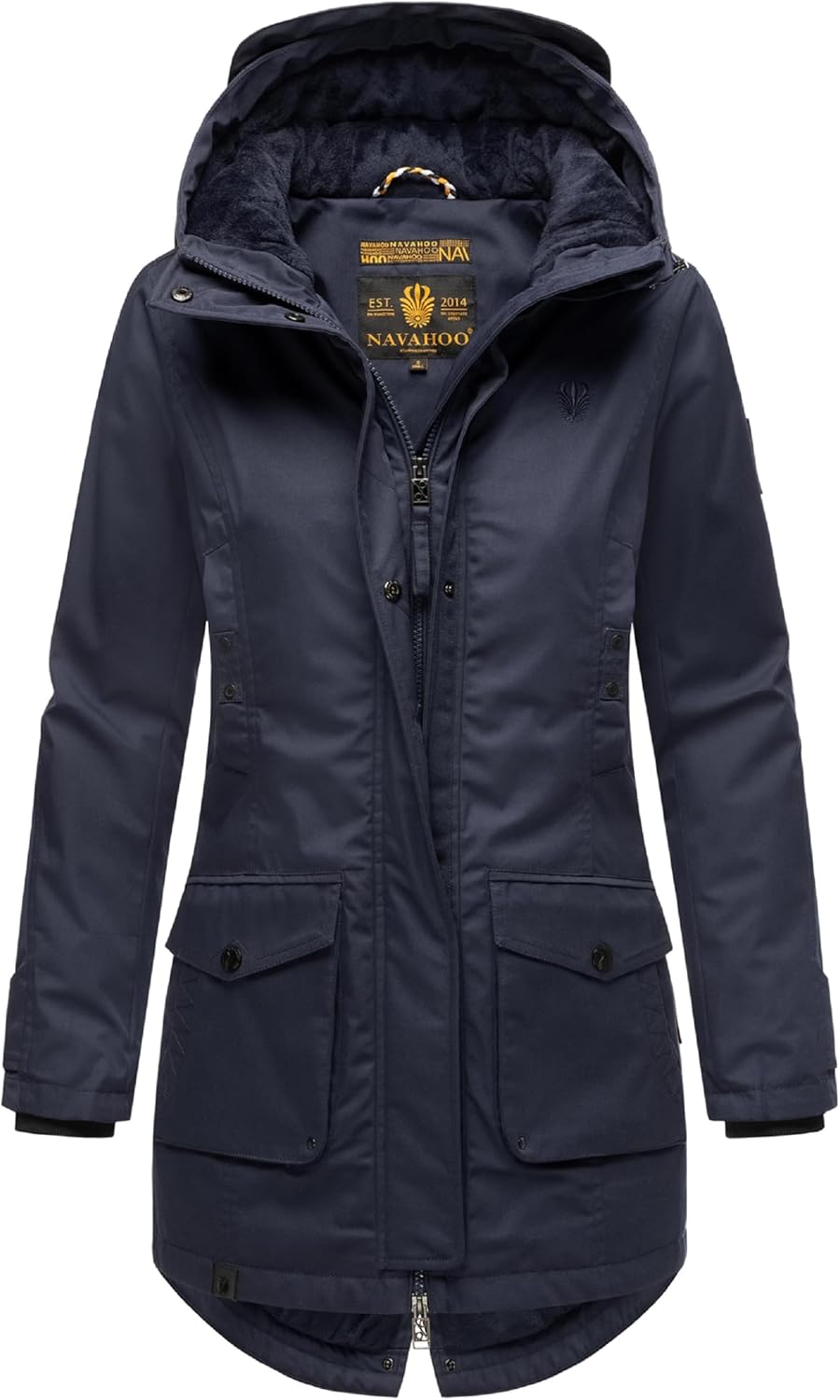 Navahoo Damen Übergangsjacke Warmer Kurzmantel Regenjacke wasserdicht mit Kapuze Brinjaa XS-XXL S Na