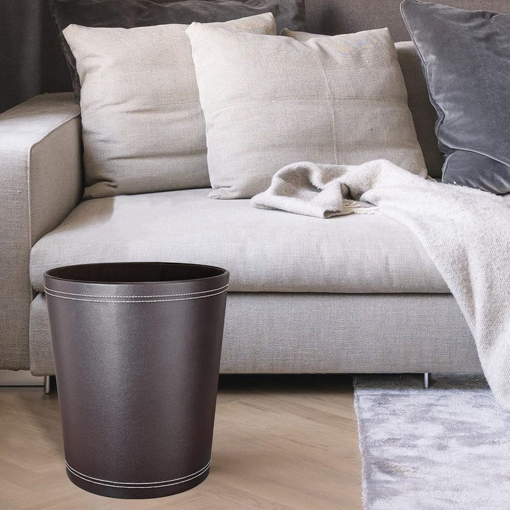 GORESE Papierkorb Büro - Papierkorb aus Leder in Schwarz, modernes Design, Mülleimer für Küche, Bad,