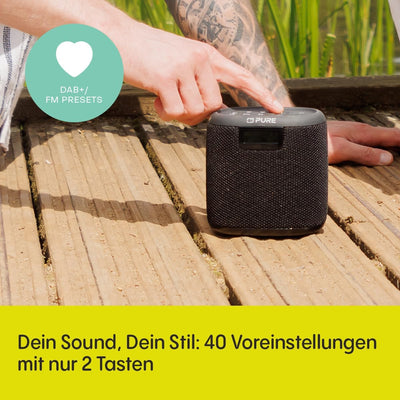 Pure Woodland Mini Outdoor Lautsprecher mit Bluetooth & DAB+/FM Radio (wasserdicht IP67, robust, tra