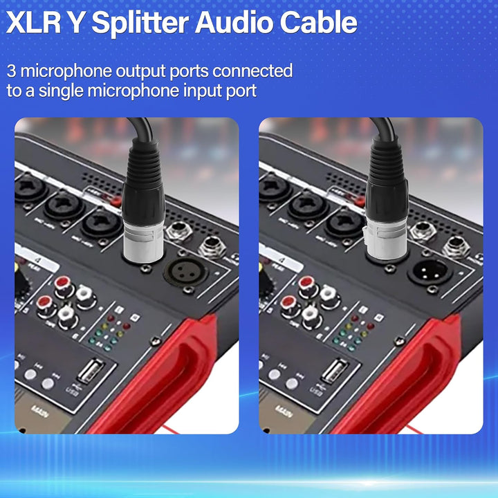 XLR zu 3 XLR Y Splitter Kabel,1 weiblich zu 3 männlich xlr Mikrofon Verlängerungskabel für Mischpult