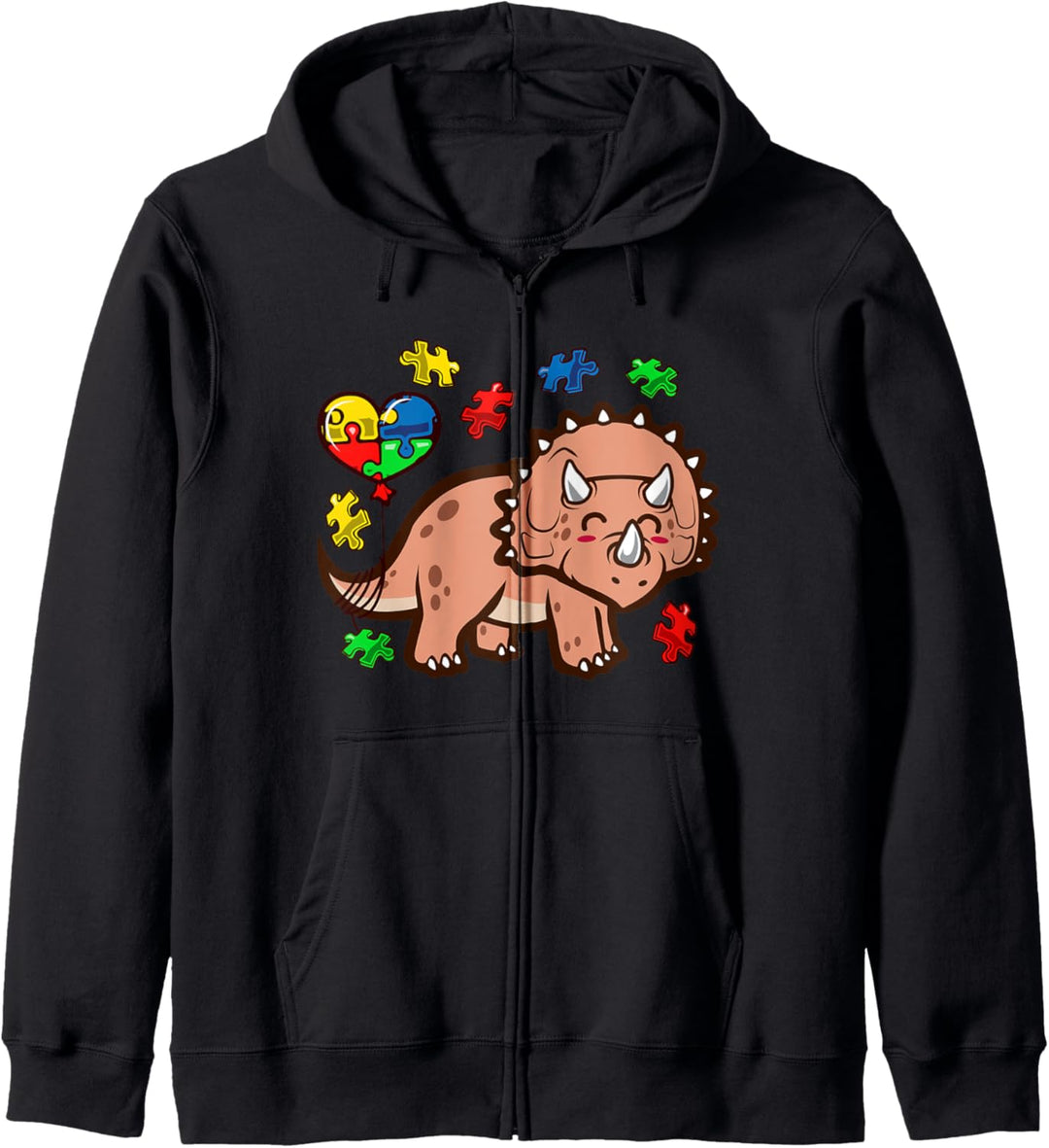 Autismus Bewusstsein Nette Triceratops Dinosaurier Puzzle Kapuzenjacke