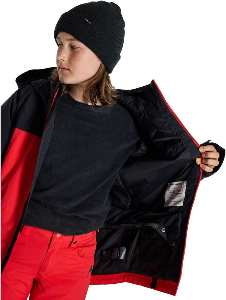 Burton Jungen Lodgepole Snowboardjacke 140 True Black/Tomato, 140 True Black/Tomato