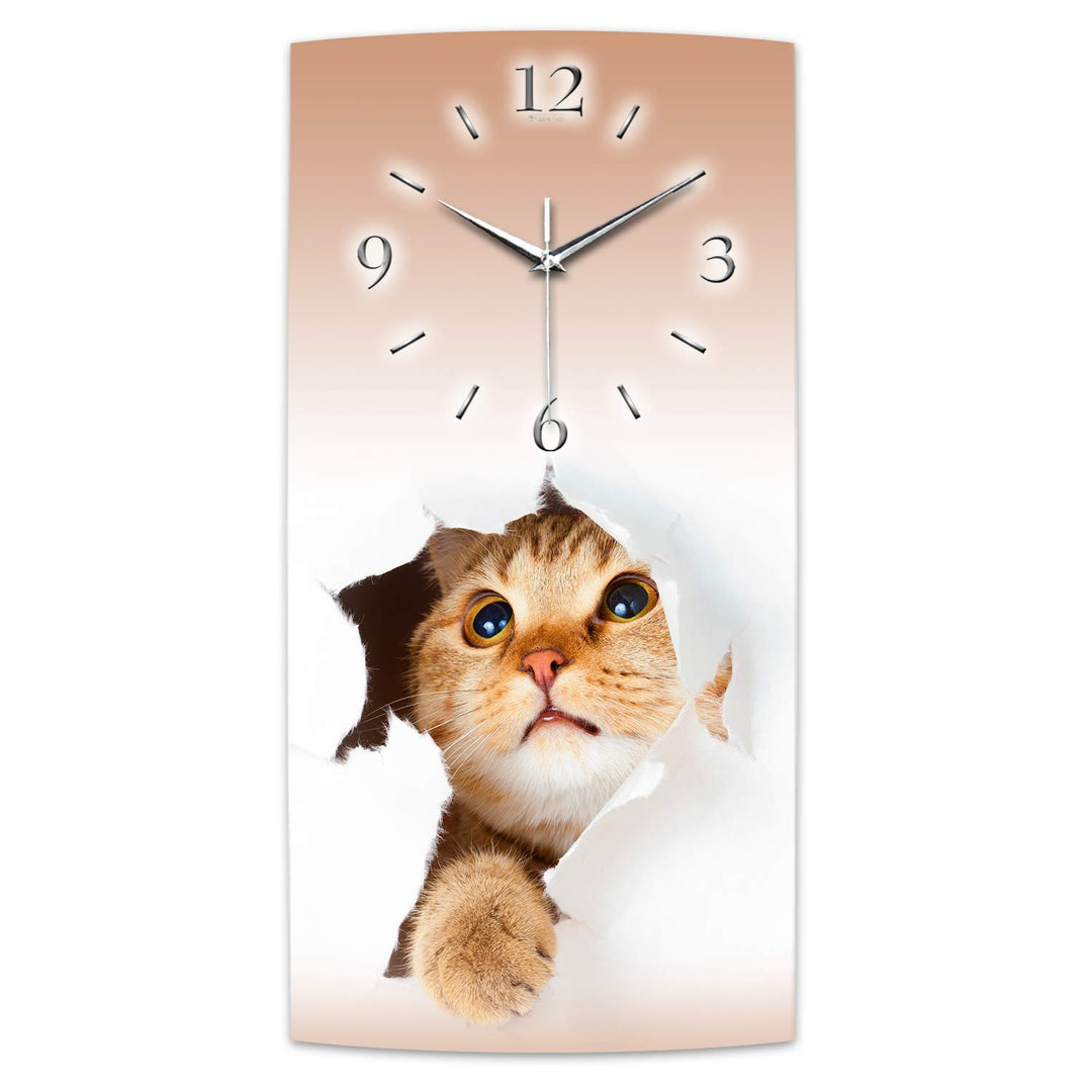 Kreative Feder Katze Designer leise Wanduhr modernes Design OHNE Ticken * WA114L (80x40cm leises Qua
