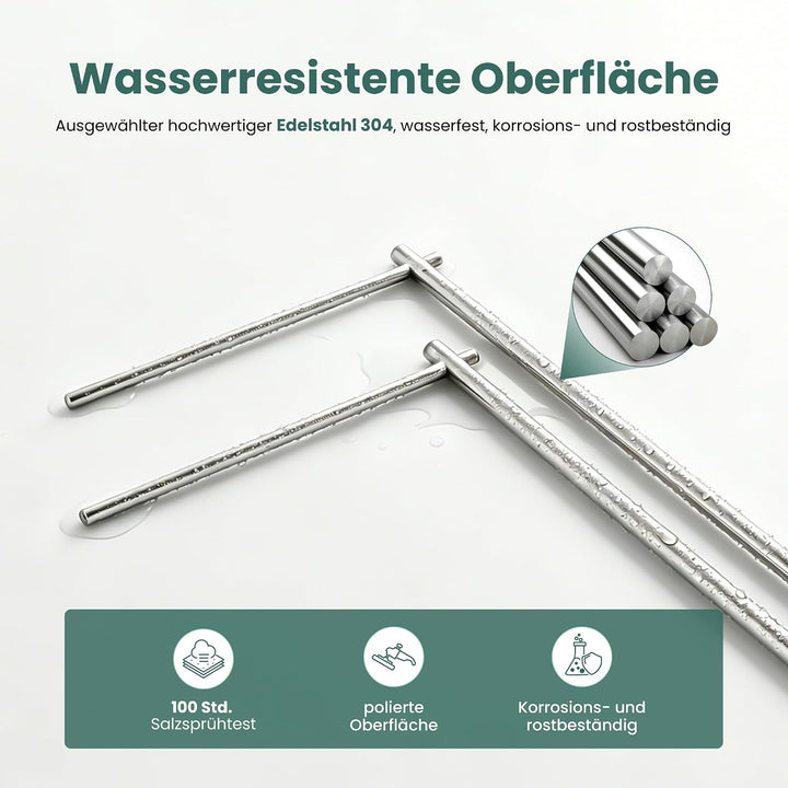 Mai &amp; Mai Handtuchhalter stehend mit 2 Stangen Handtuchständer ohne Bohren | Freistehender Badetuchh