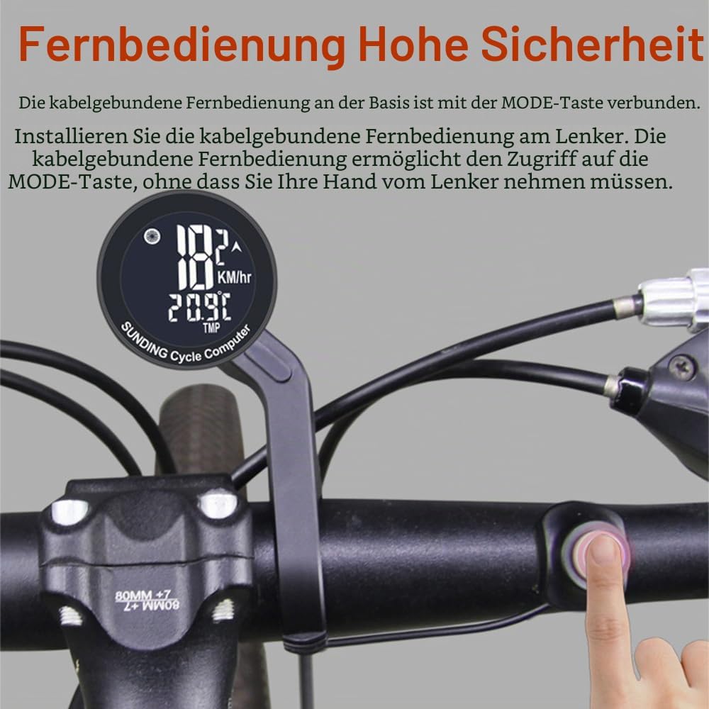 Lixada Fahrradcomputer Kabellos,16 Funktionen wasserdichte mit Hintergrundbeleuchtetem Fahrrad tacho