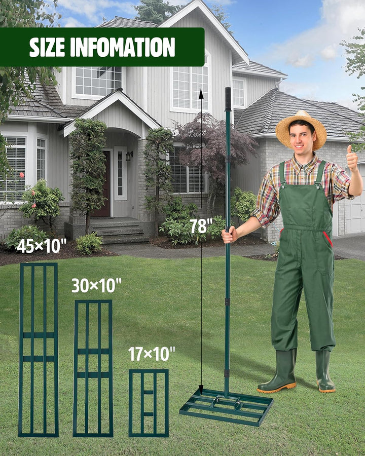 Signstek Rasen Nivellierungsrechen, 43 x 25 cm Lawn Leveling Rake, Rasen Sanden Harke Edelstahlgriff