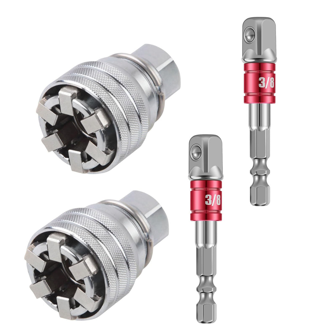 2PCS Multifunktionshülse 10mm-19mm, Verstellbarer Universal-Steckschlüssel, Metrisch 3/8-3/4&