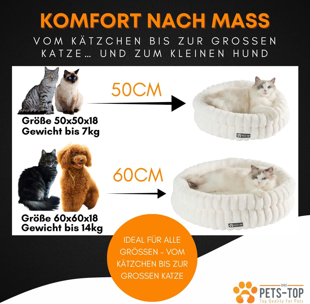 Katzenbett Flauschig – Katzenkissen Rund Weich – Cat Bed Waschbar – Schlafplatz für Katze & Kleine H