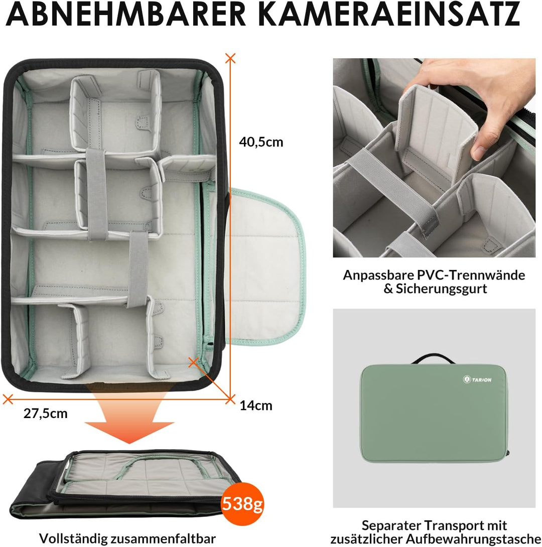 TARION Kamerarucksack Rolltop Wasserdicht Fotorucksack: 35L Professionelle Fotografie Kameratasche m