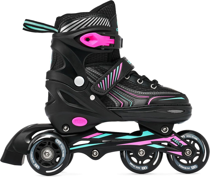 Croxer 3in1 Inline Skates Inliner Triskates Rollschuhe Optima Black/Mint verstellbar 31-34 (18,5cm-2