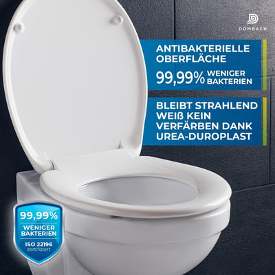 Dombach® Premium Toilettendeckel mit Absenkautomatik Abnehmbar (Weiss) WC Sitz mit Absenkautomatik,