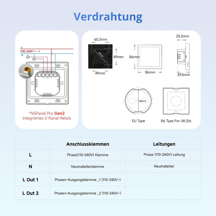 SONOFF NSPanel Pro Gen2 Smart Home Bedienfeld mit Relais