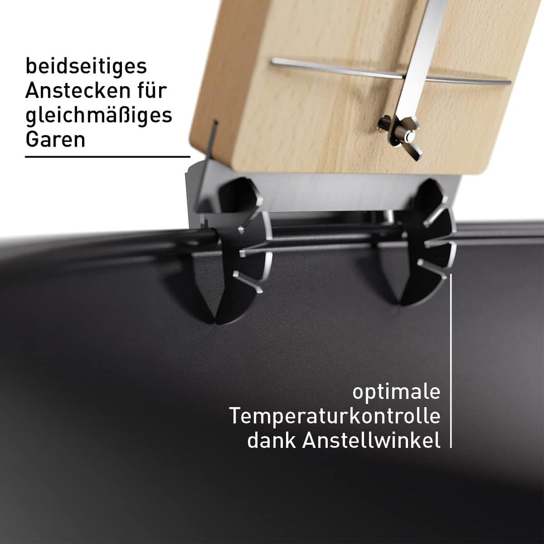 höfats - Flammlachsbrett mit Edelstahl Halterung - Flammlachs Räucherbrett aus Buche - verstellbar z