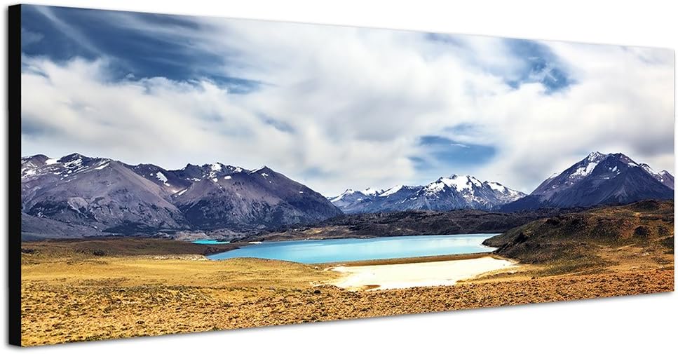 Paul Sinus Art Panoramabild auf Leinwand und Keilrahmen 150x50cm Patagonien Nationalpark See Berge W