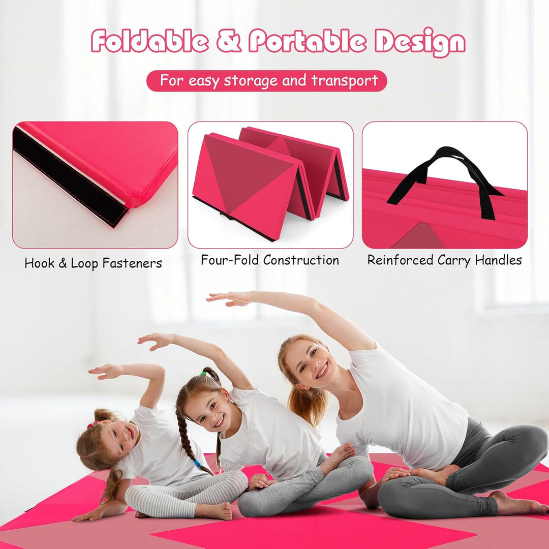 KOMFOTTEU Gymnastikmatte Yogamatte faltbar, Fitnessmatte Dicke 3,8 cm aus EPE-Baumwolle, dicke Turnm