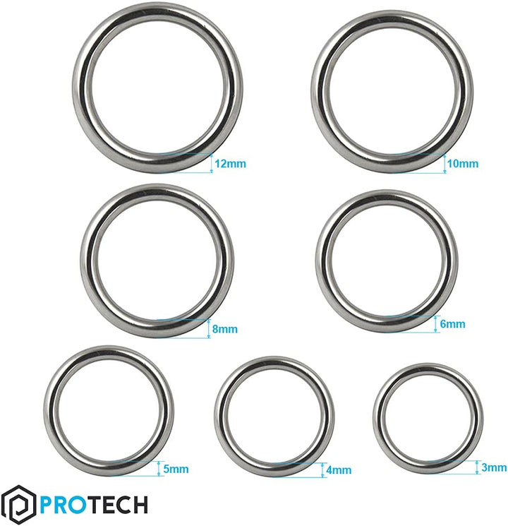 PROTECH 5 Stück O-Ring Edelstahlringe - Ring 6x45mm Rundringe aus rostfreiem Edelstahl A4 V4A geschw