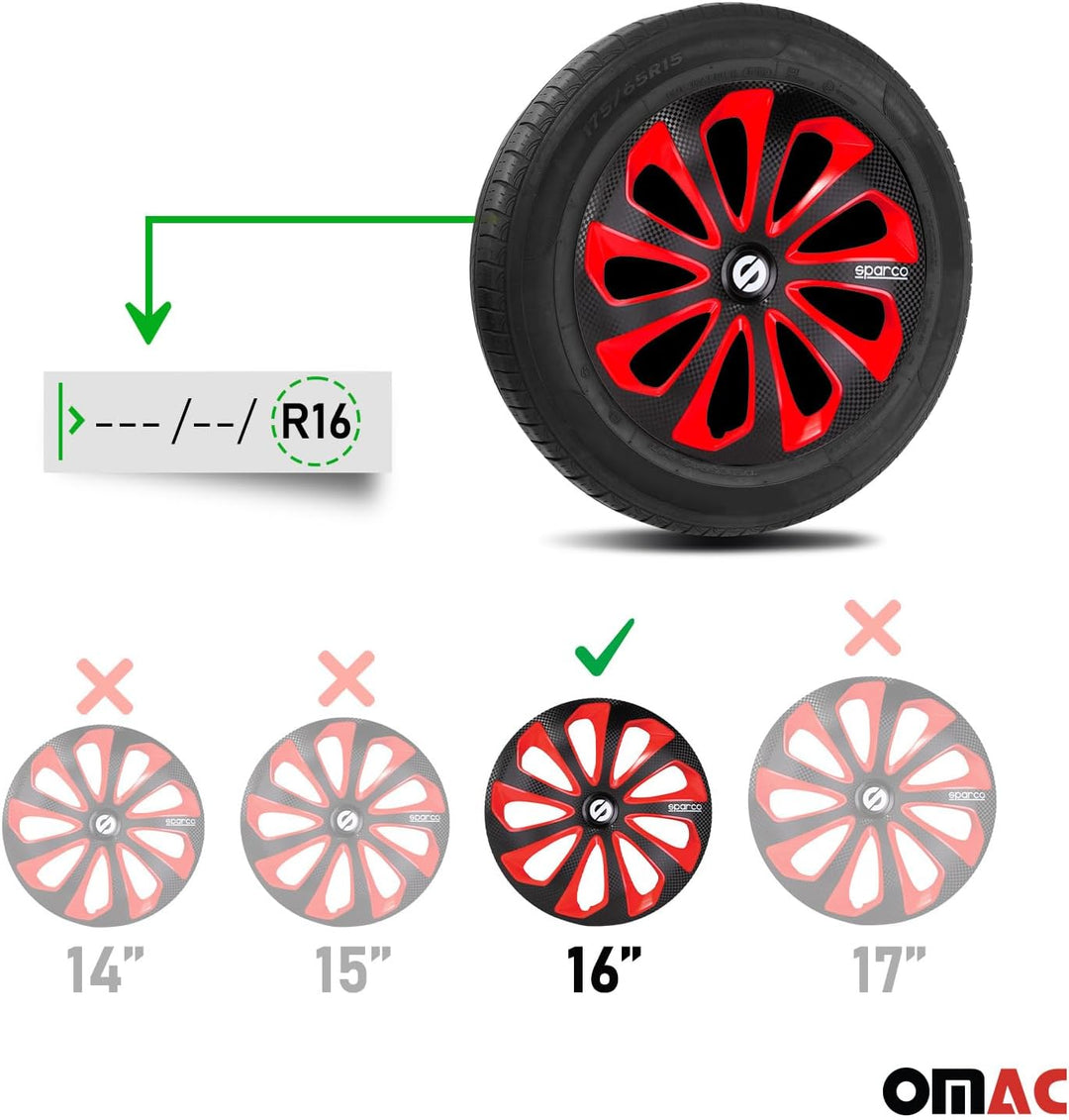 Satz Sparco Radzierblenden Sicilia 16-Zoll Schwarz/Rot/Karbon
