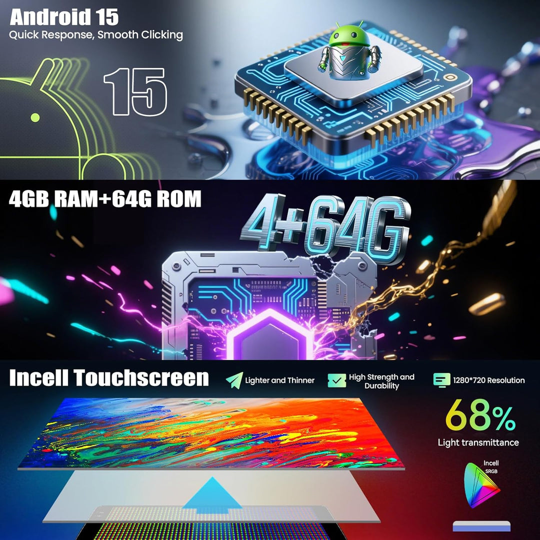 CAMECHO 4+64G 7 Zoll Android 15 Autoradio für Jeep Wrangler Dodge Challenger Compass, Navi Radio Blu