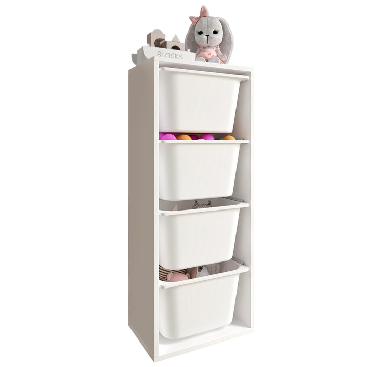 LEOKIDS Spielzeug-Aufbewahrungsbox für Kinderzimmer – Kinderregal mit 4 Boxen, Spielzeugschrank und