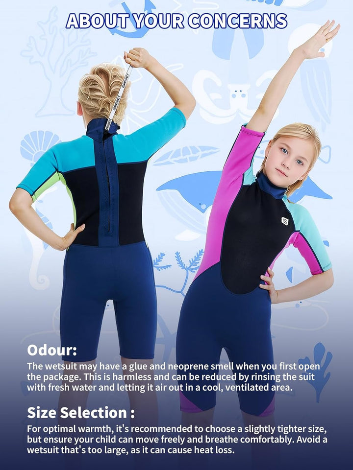 Summshall Neoprenanzug Kinder, 2.5mm Neopren Kinder Neoprenanzug Jugend Kurz Lang Wärmender Neoprena