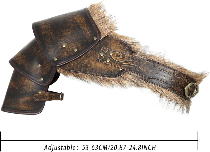 keland Wikinger Schulterpanzer Fell Schulter Rüstung Leder Pauldron Mittelalter Schulterschutz (Brau